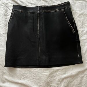 &other stories topstitched leather mini skirt in black size 2